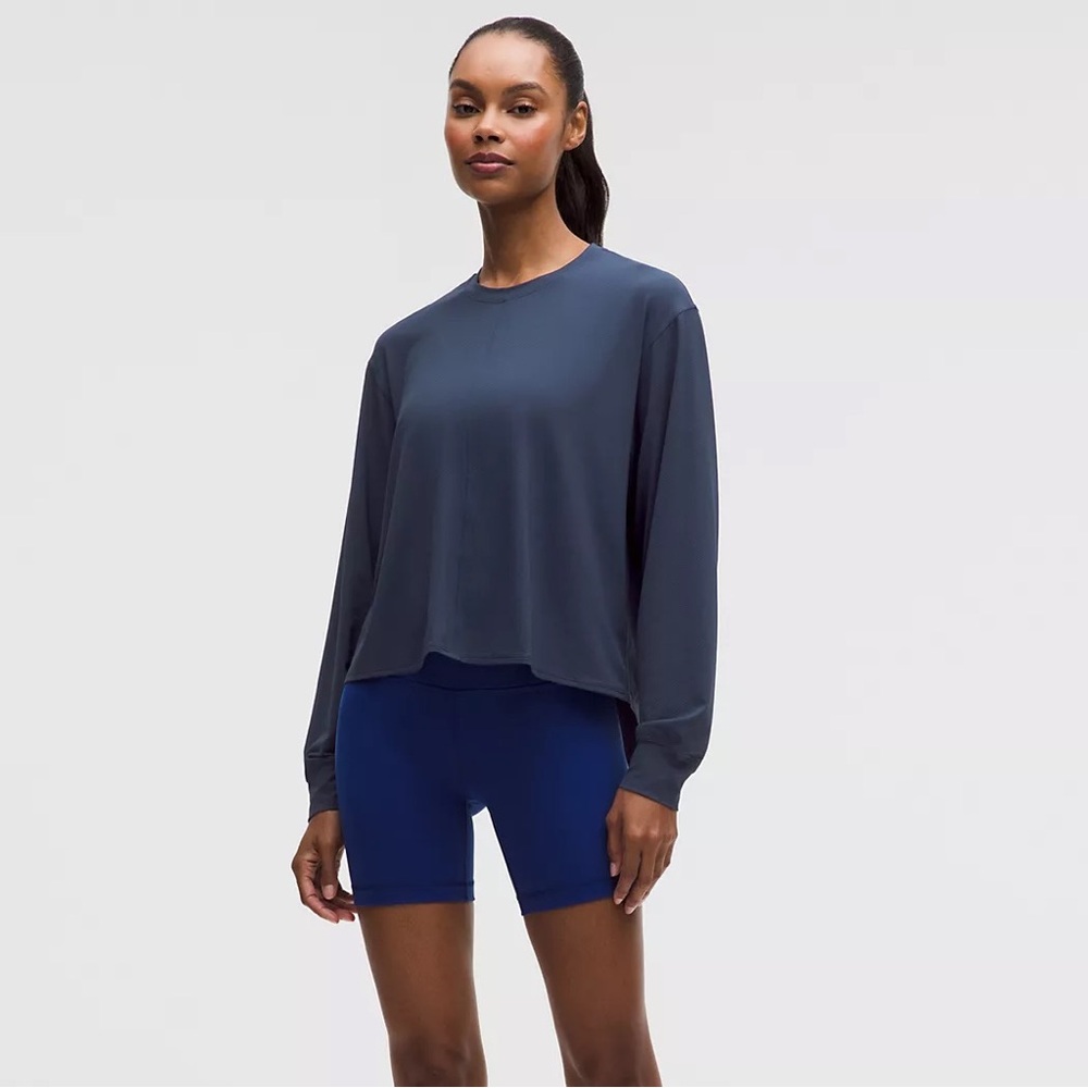 Lululemon All Sport Tie Back Long Sleeve Club Blue Top Size Small